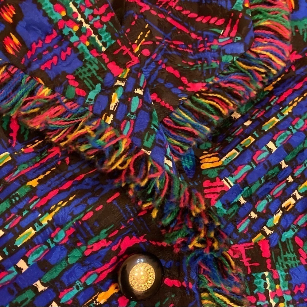 Ladies Vintage Anne Crimmins for Umi Collections Silk Multicolor Jacket - Picture 2 of 4